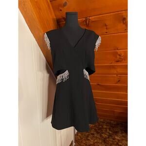 H&M Studio 2022 Black Cutout Mini Dress with Rhinestone Embellishments sz S